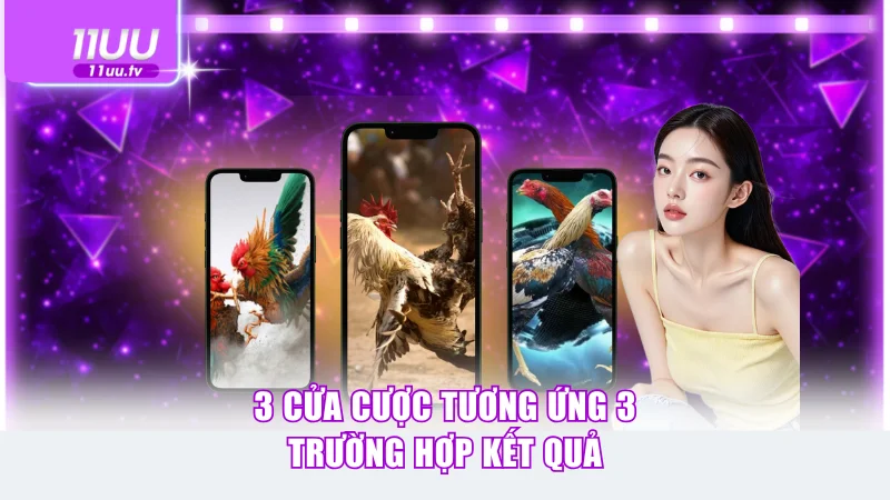 3 cửa cược tương ứng 3 trường hợp kết quả