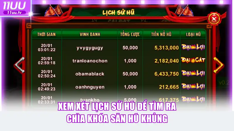 Xem xét lịch sử hũ để tìm ra chìa khóa săn hũ khủng